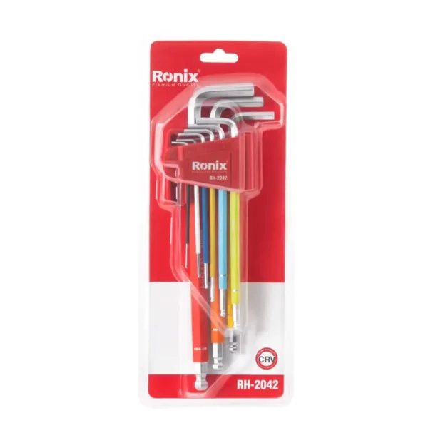 RH-2042 Juego de llaves esféricas de brazo extra largo multicolor (9 piezas)
